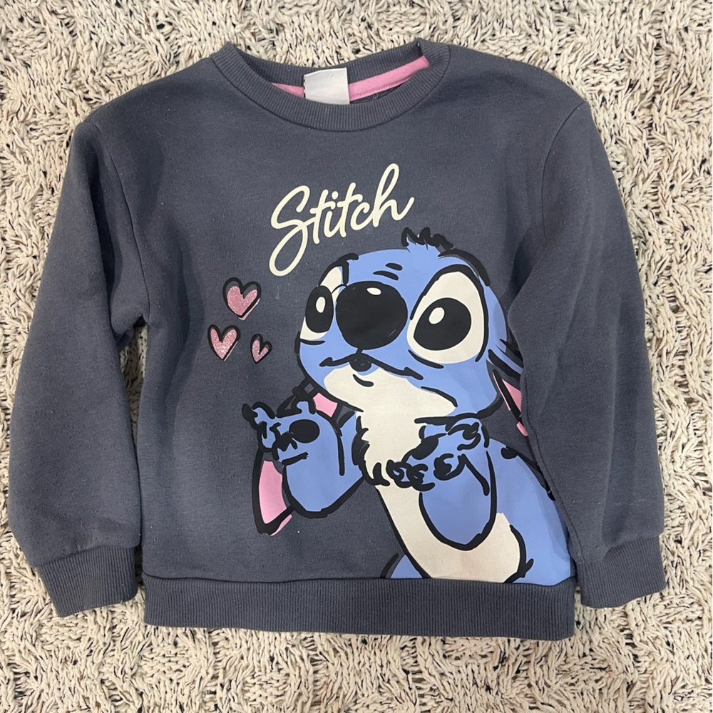 Disney Stitch Charcoal Sweatshirt with Pink Accents